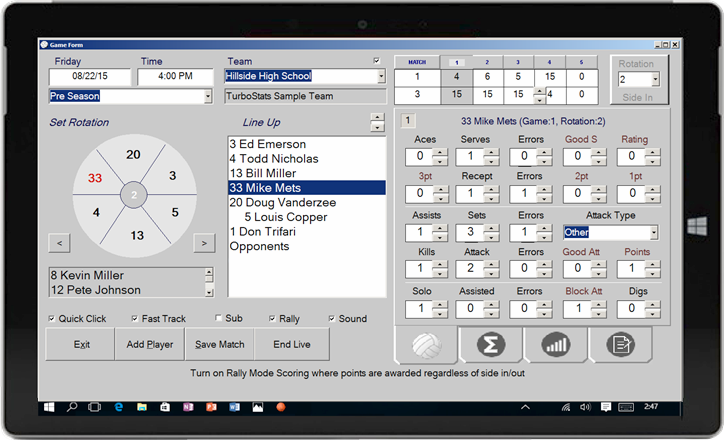 Volleyball Stat Software